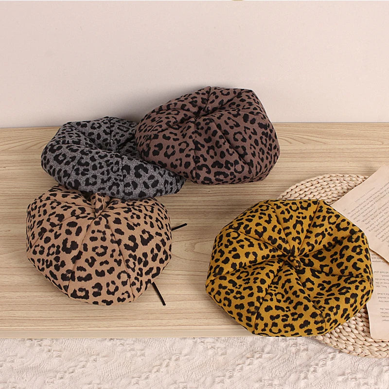 Leopard Kids Hat for Girls Beret Autumn Winter Baby Cap - Bakyat Store