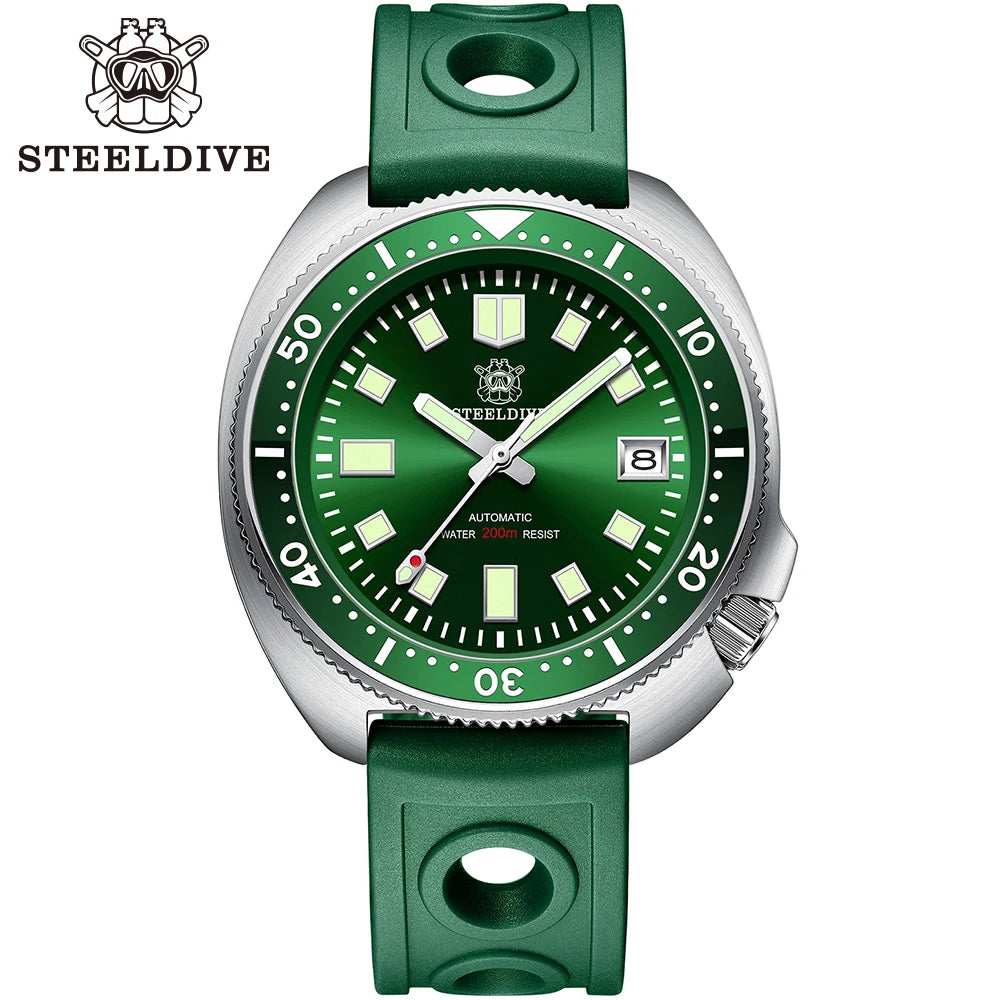 Steeldive SD1970 White Date Background 200M Wateproof NH35 6105 Turtle Automatic Dive Diver Watch - Bakyat Store