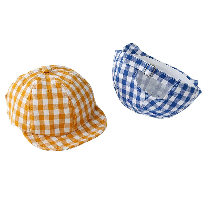 Plaid Baby Hat Summer Soft Cotton Adjustable Kids Baseball Cap for Girls Boys Accessories Baby Sun Hats Infant Stuff - Bakyat Store