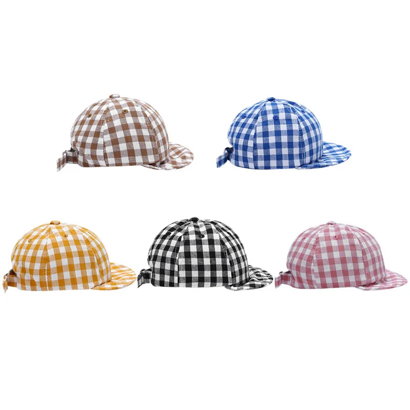 Plaid Baby Hat Summer Soft Cotton Adjustable Kids Baseball Cap for Girls Boys Accessories Baby Sun Hats Infant Stuff - Bakyat Store