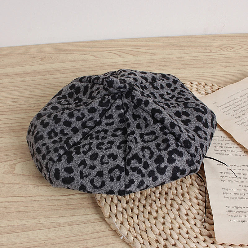 Leopard Kids Hat for Girls Beret Autumn Winter Baby Cap - Bakyat Store