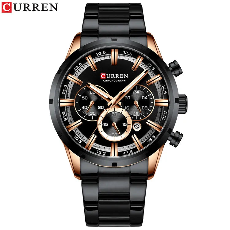 Curren Men's Watch Blue Dial Stainless Steel Band Date Mens Business Male Watches Waterproof Luxuries Men Wrist Watches for Men - Bakyat Store