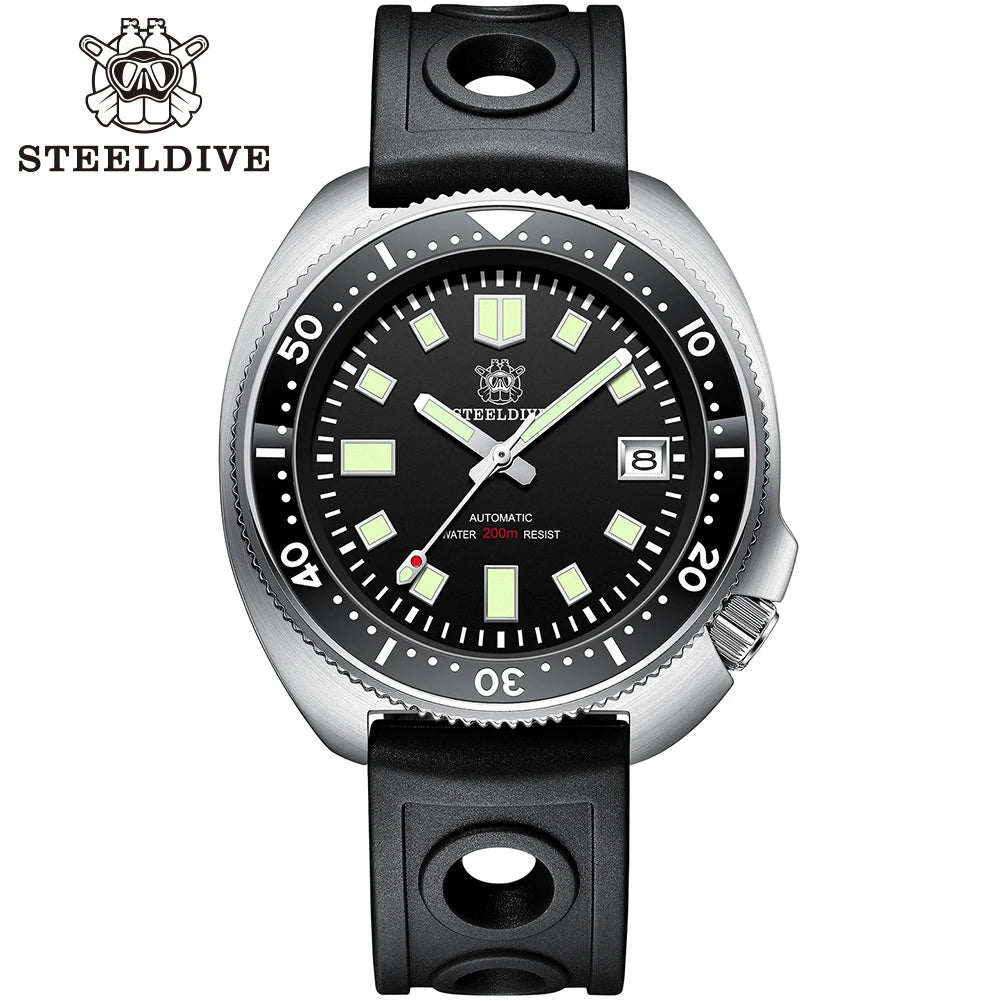 Steeldive SD1970 White Date Background 200M Wateproof NH35 6105 Turtle Automatic Dive Diver Watch - Bakyat Store