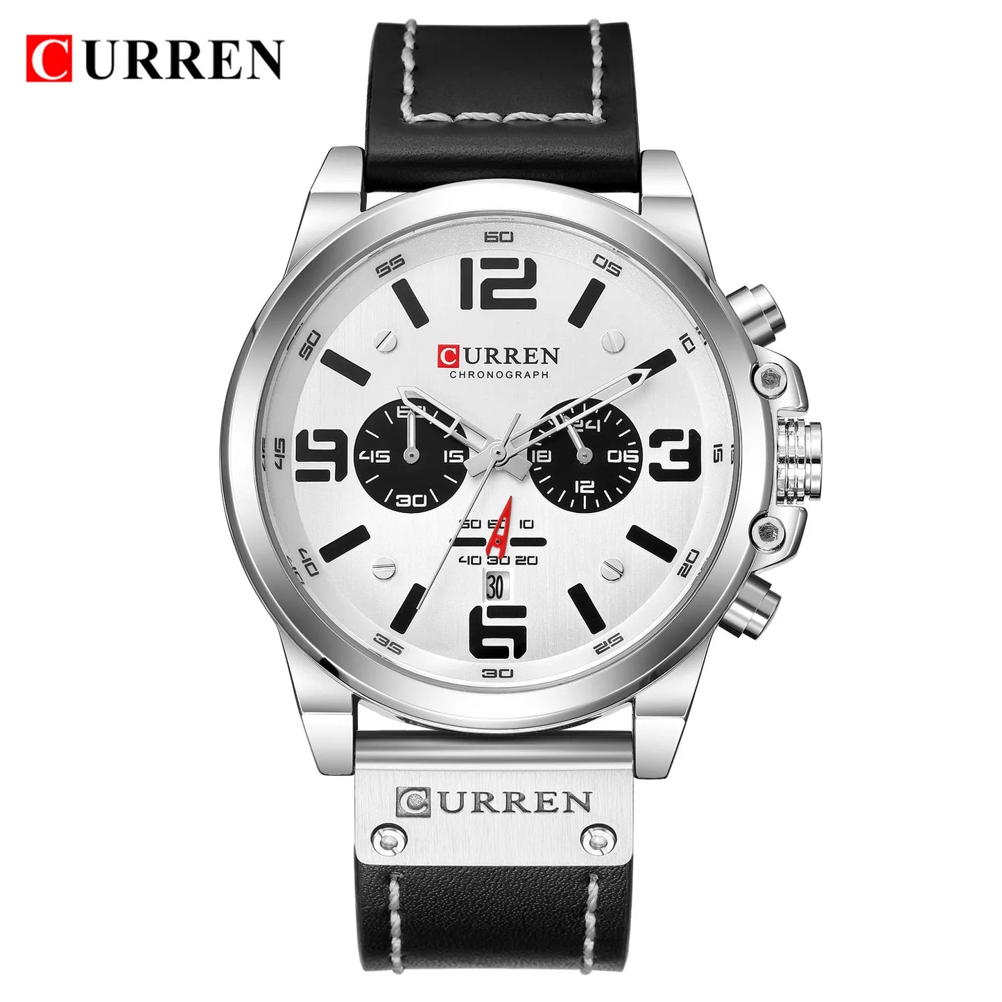 CURREN Mens Watches Top Luxury Brand Waterproof Sport Wrist Watch Chronograph Quartz Military Genuine Leather Relogio Masculino - Bakyat Store