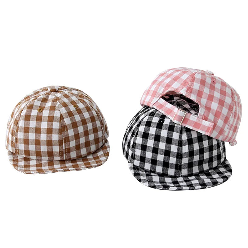 Plaid Baby Hat Summer Soft Cotton Adjustable Kids Baseball Cap for Girls Boys Accessories Baby Sun Hats Infant Stuff - Bakyat Store