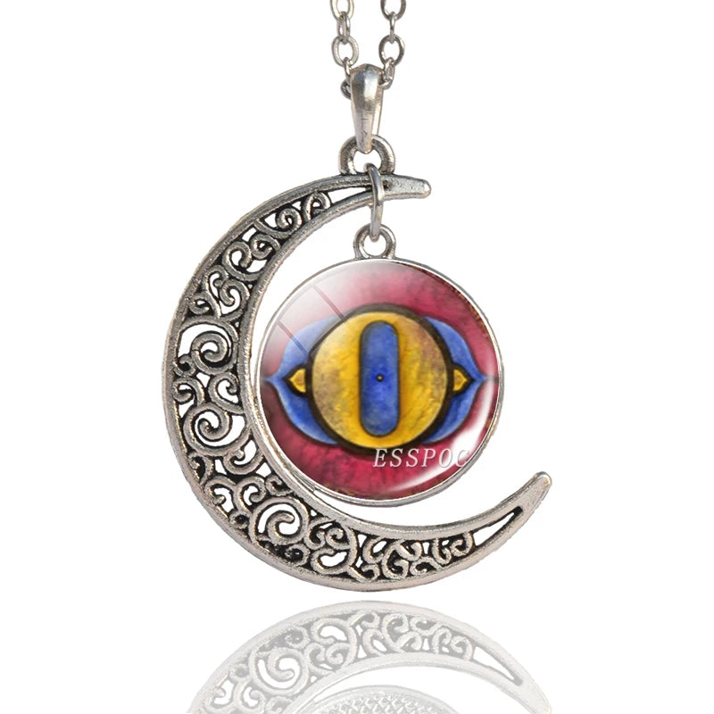 7 Chakra Pendant Yoga Meditation Necklace Vintage Handmade Chakra Crescent Moon Necklace Buddhism Indian Jewelry Women - Bakyat Store