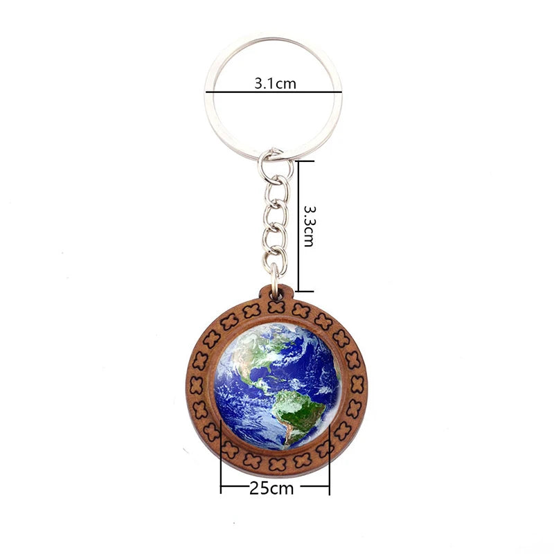 Handmade Solar System Wooden Keychain Earth Moon Jupiter Mars Planet Keyring Keyholder Astronomy Lovers Gifts - Bakyat Store