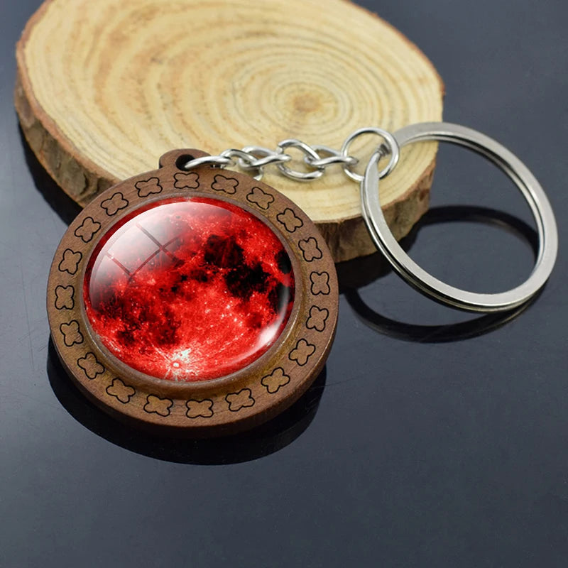 Handmade Solar System Wooden Keychain Earth Moon Jupiter Mars Planet Keyring Keyholder Astronomy Lovers Gifts - Bakyat Store