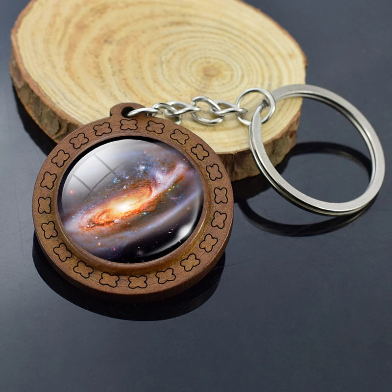 Handmade Solar System Wooden Keychain Earth Moon Jupiter Mars Planet Keyring Keyholder Astronomy Lovers Gifts - Bakyat Store