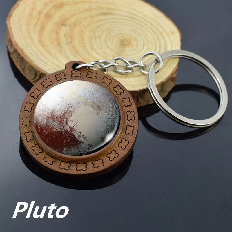 Handmade Solar System Wooden Keychain Earth Moon Jupiter Mars Planet Keyring Keyholder Astronomy Lovers Gifts - Bakyat Store