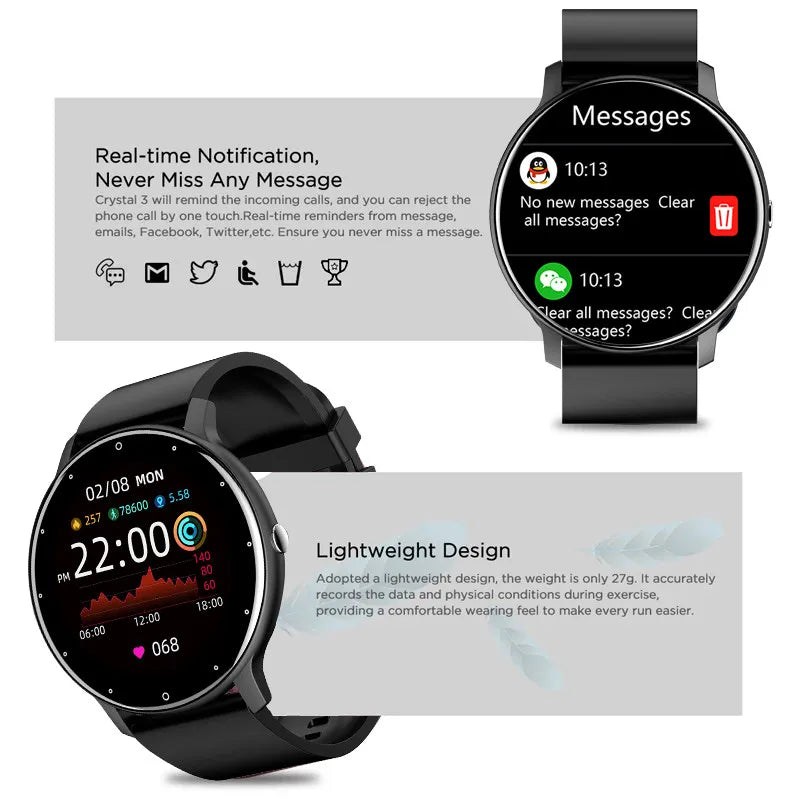 ZL02D Men Smart Watch Full Touch Screen Fitness Tracker - Bakyat Store