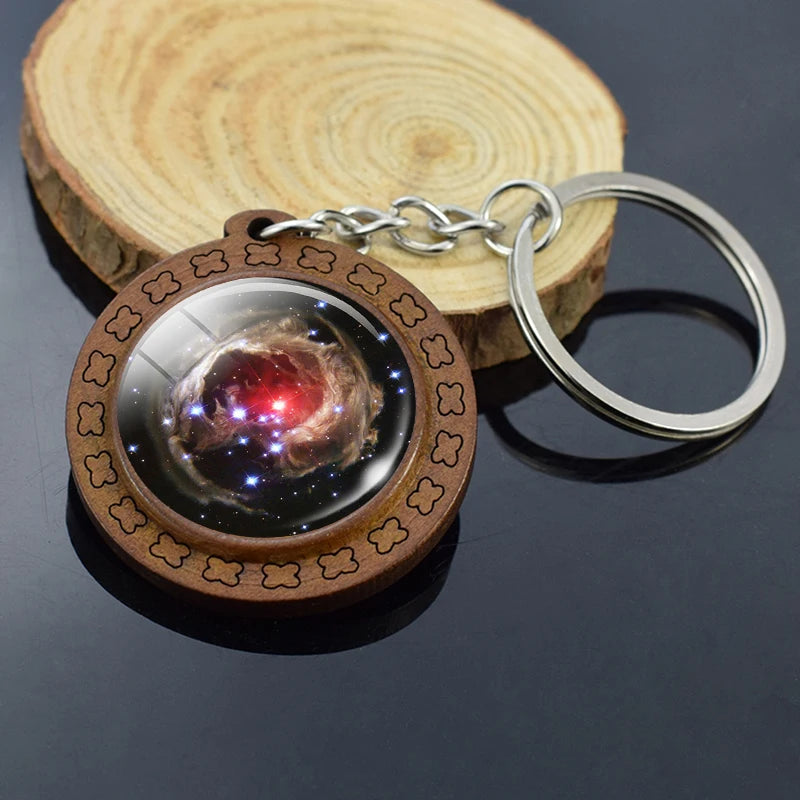 Handmade Solar System Wooden Keychain Earth Moon Jupiter Mars Planet Keyring Keyholder Astronomy Lovers Gifts - Bakyat Store