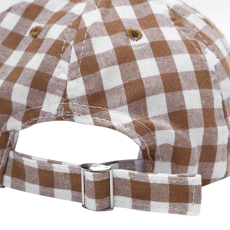 Plaid Baby Hat Summer Soft Cotton Adjustable Kids Baseball Cap for Girls Boys Accessories Baby Sun Hats Infant Stuff - Bakyat Store