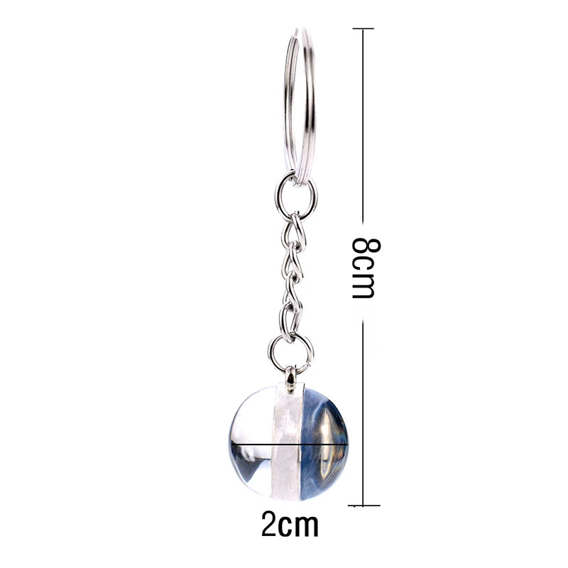 12 Constellation Luminous Keychain Glass Ball Pendant Zodiac Keychain - Bakyat Store