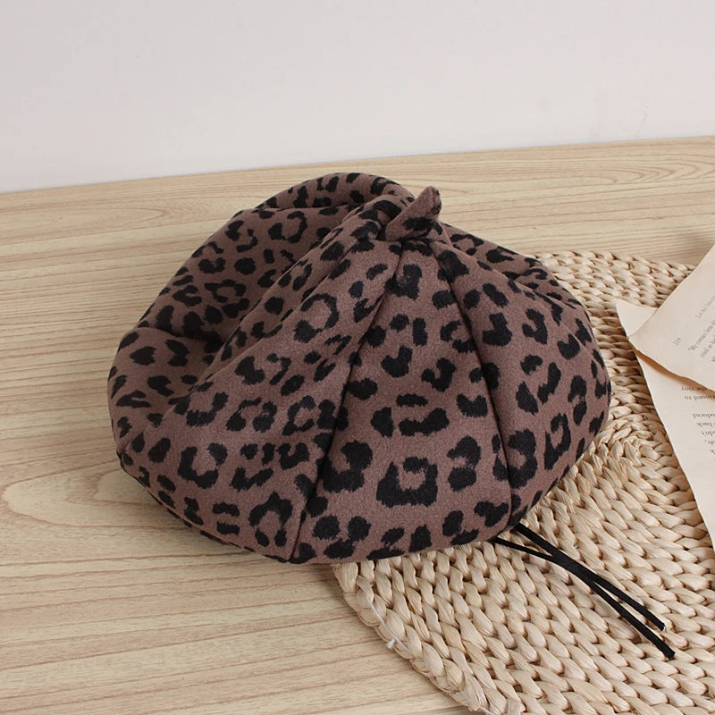 Leopard Kids Hat for Girls Beret Autumn Winter Baby Cap - Bakyat Store