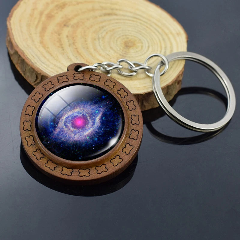 Handmade Solar System Wooden Keychain Earth Moon Jupiter Mars Planet Keyring Keyholder Astronomy Lovers Gifts - Bakyat Store