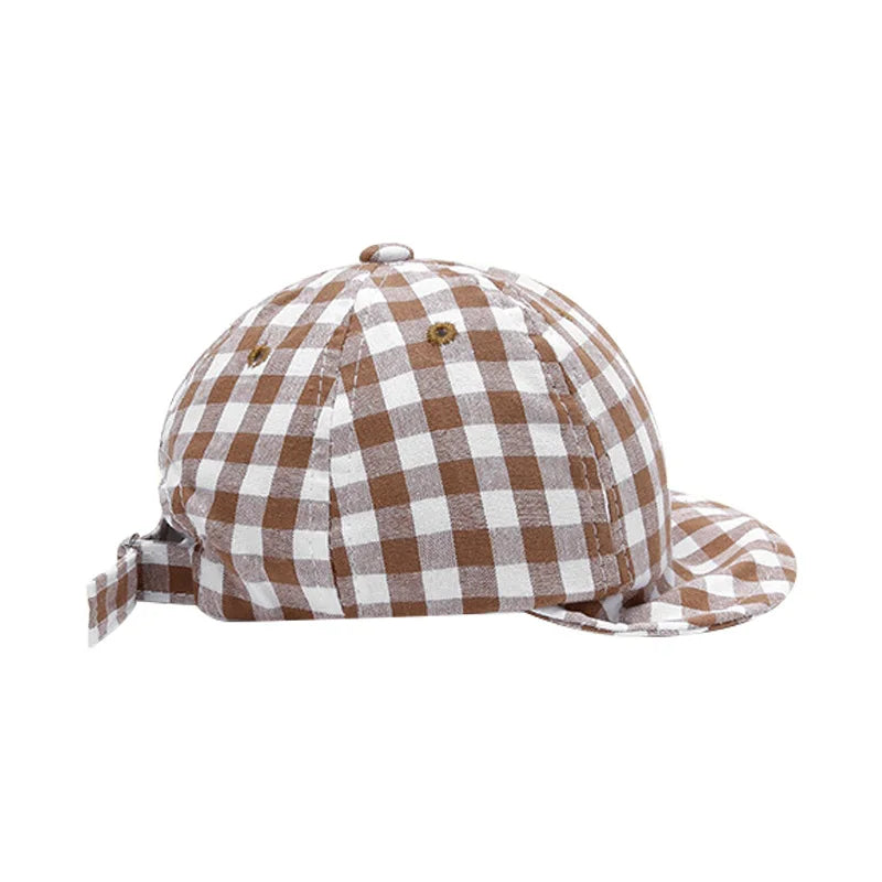 Plaid Baby Hat Summer Soft Cotton Adjustable Kids Baseball Cap for Girls Boys Accessories Baby Sun Hats Infant Stuff - Bakyat Store