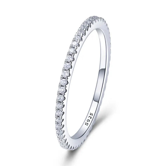 Silver CZ Simulated Diamond Stackable Ring Platinum Plated - Bakyat Store