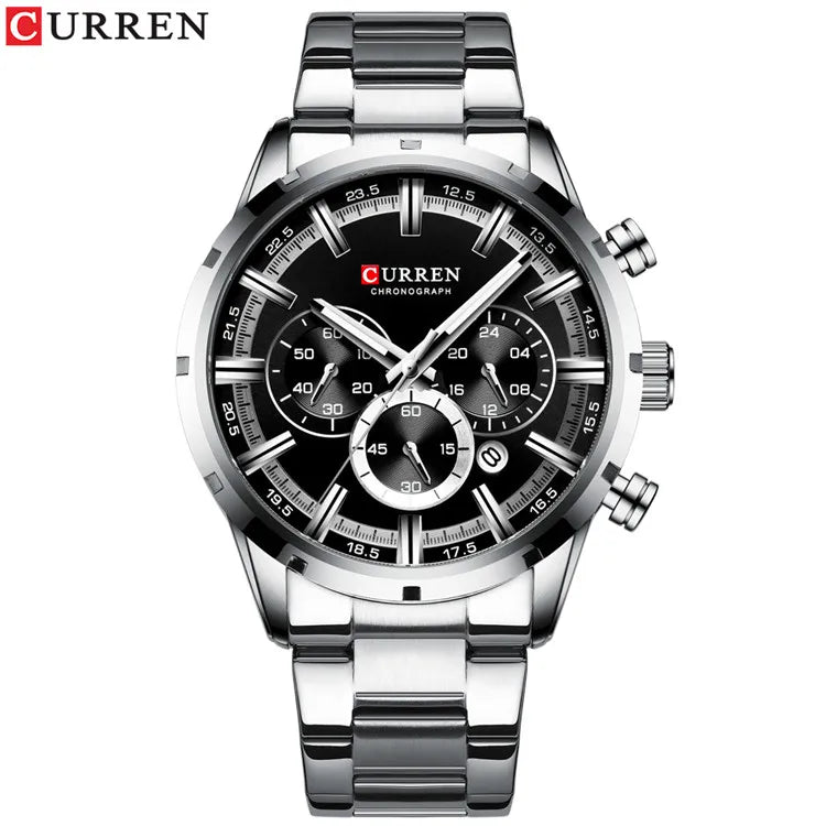 Curren Men's Watch Blue Dial Stainless Steel Band Date Mens Business Male Watches Waterproof Luxuries Men Wrist Watches for Men - Bakyat Store