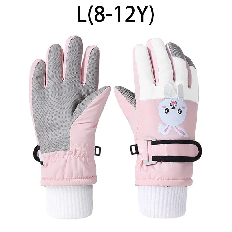 Cute Kids Winter Gloves for Girls Boys Thicken Windproof Children Ski Gloves Snow Sports Child Mittens for Snowboard 4-12Y - Bakyat Store