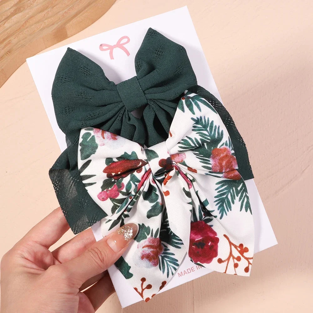 2Pcs/set Sweet Solid Bowknot Hair Clips - Bakyat Store