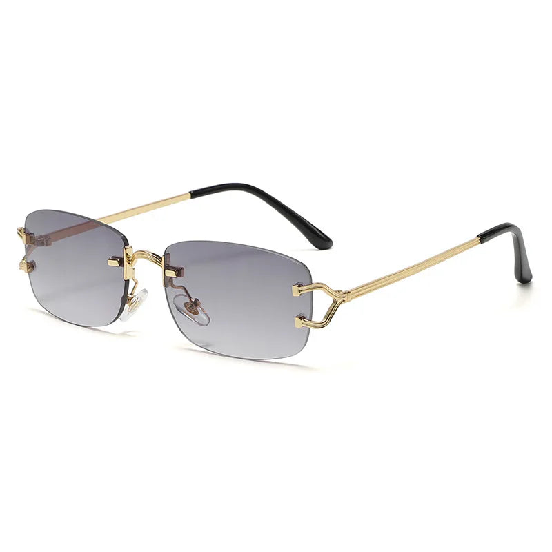 Small Narrow Rimless Sunglasses Fashion Frameless Rectangle Tinted Lens Eyewear - Bakyat Store