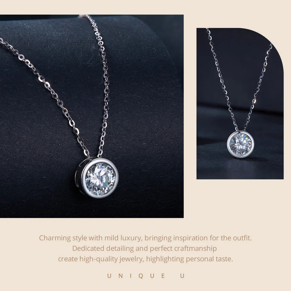 Moissanite Necklace for Women 925 Sterling Silver Wedding Jewelry