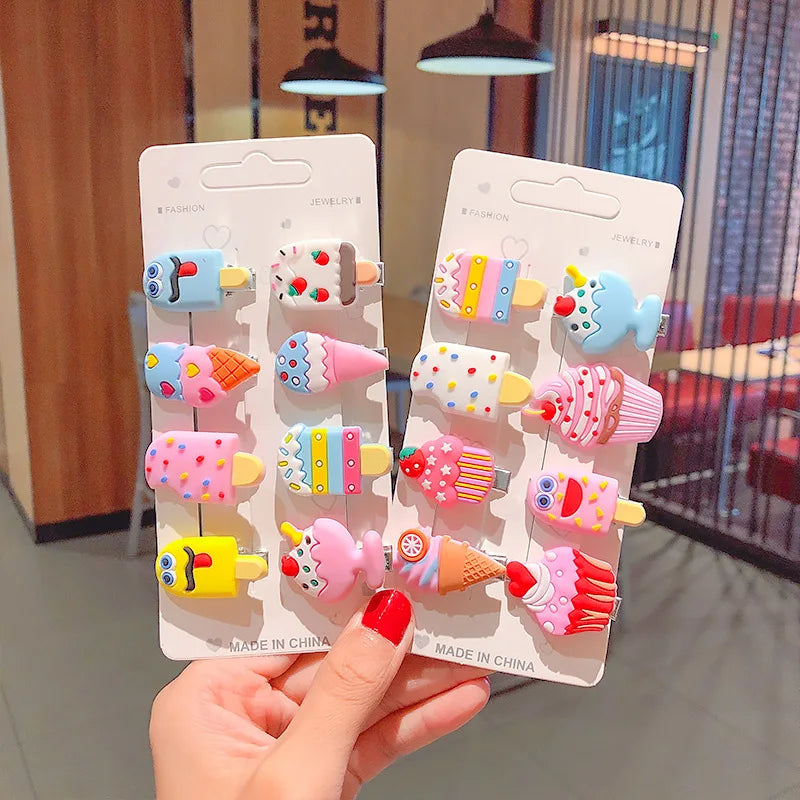 10PCS/Set New Girls Cute Cartoon Ice Cream Unicorn Hair Clips - Bakyat Store