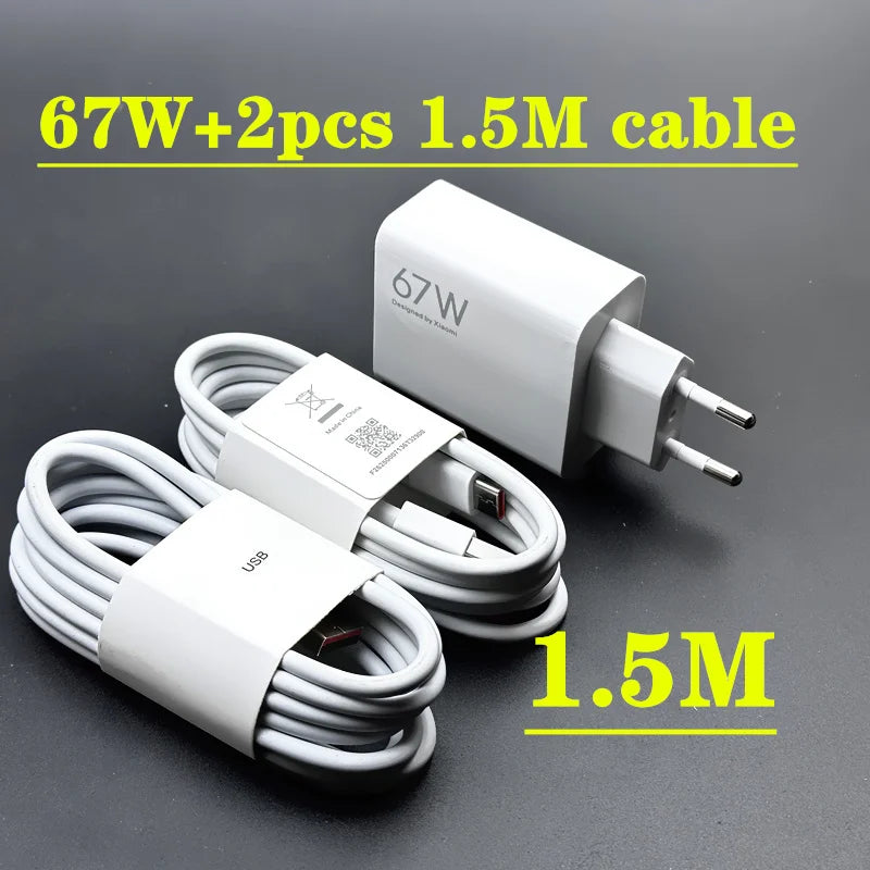 Original Xiaomi 67W Charger Turbo Fast Charge EU Adapter Usb Type C Cable For Redmi Note 13 Pro Mi 13 Lite K60 K60E K50 CIVI 3 2 - Bakyat Store