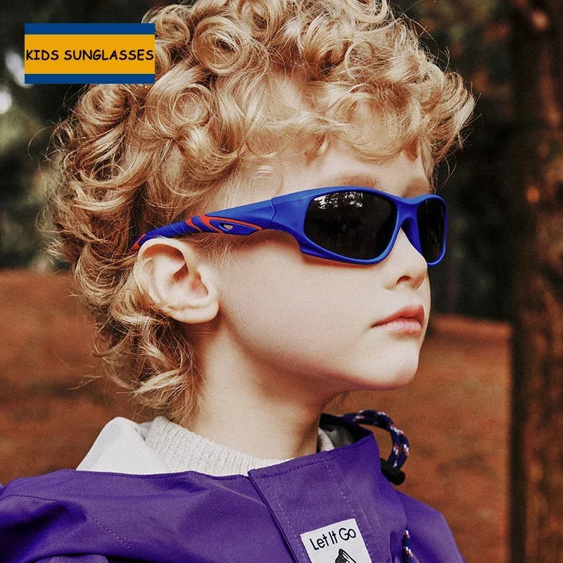 Kids Polarized Sunglasses, Wrap Around Sport Sun Glasses Silicone Safety Glasses - Bakyat Store