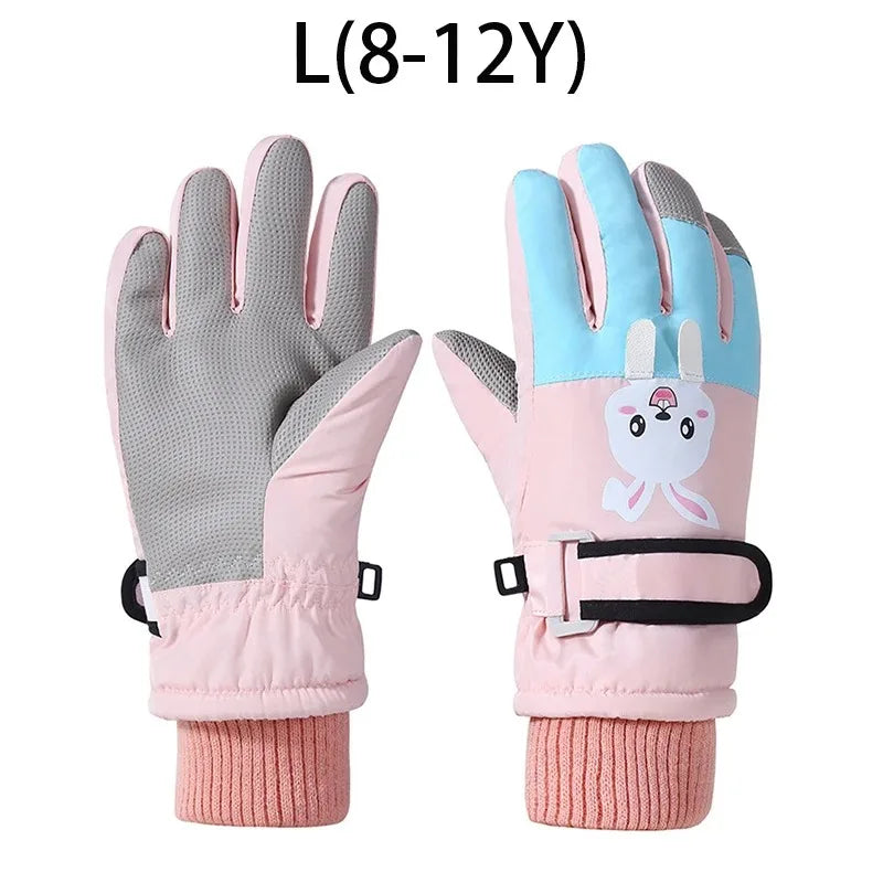 Cute Kids Winter Gloves for Girls Boys Thicken Windproof Children Ski Gloves Snow Sports Child Mittens for Snowboard 4-12Y - Bakyat Store