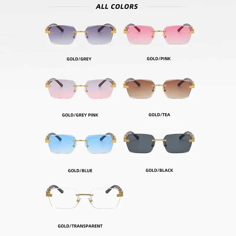 Rimless Rectangle Sunglasses - Bakyat Store