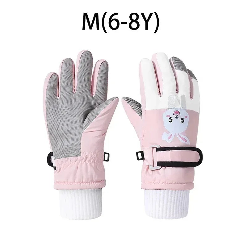 Cute Kids Winter Gloves for Girls Boys Thicken Windproof Children Ski Gloves Snow Sports Child Mittens for Snowboard 4-12Y - Bakyat Store