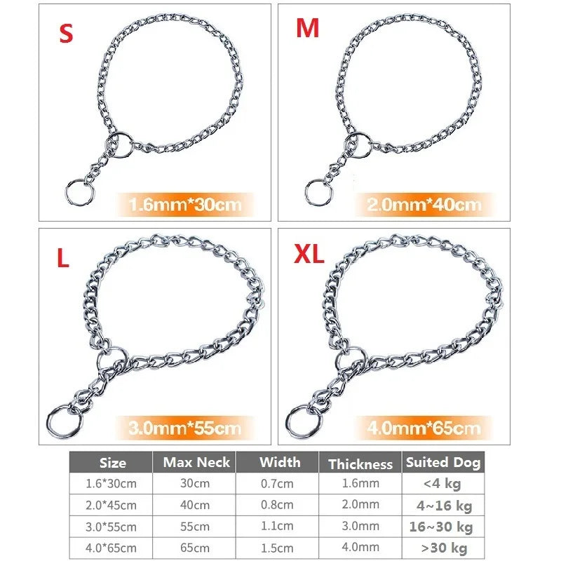 4 Size Stainless Steel Slip Chain Collar For Dog - Bakyat Store