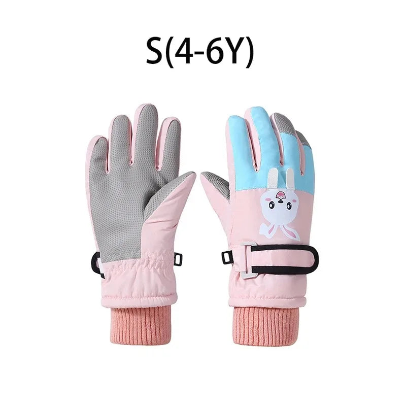 Cute Kids Winter Gloves for Girls Boys Thicken Windproof Children Ski Gloves Snow Sports Child Mittens for Snowboard 4-12Y - Bakyat Store