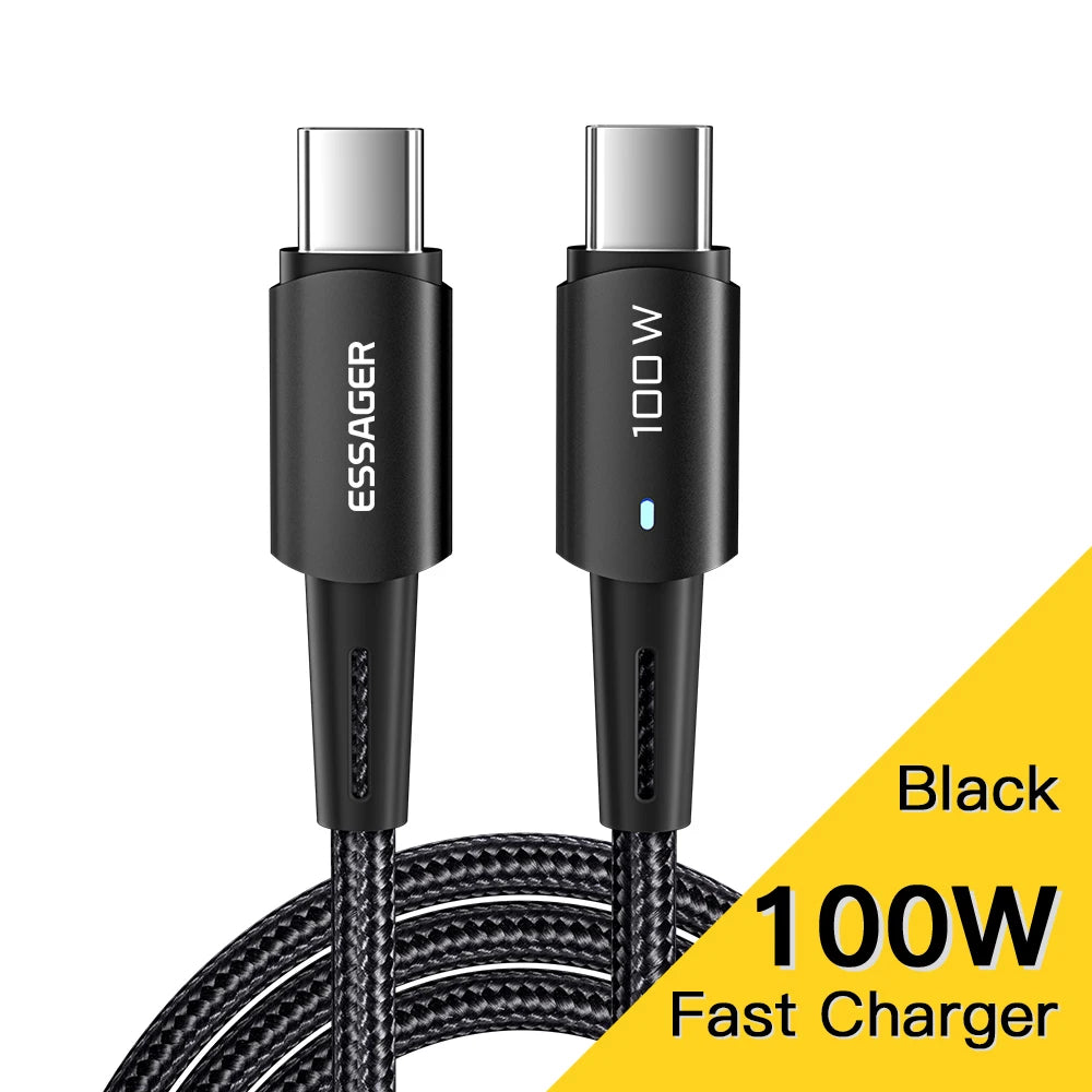 Essager 240W Super Fast Charge Type-C 67W Cable Quick Charge USB Cable 6A For Xiaomi 12Pro Redmi K50 Note 11Pro Black Shark 5Pro - Bakyat Store