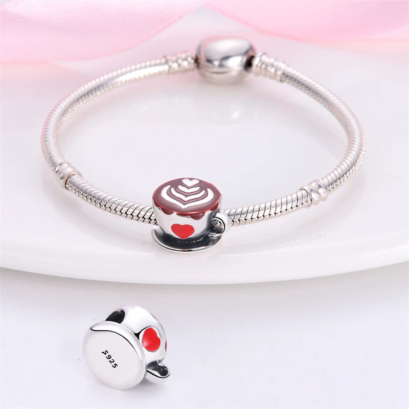 Silver bracelets Charms Beads Red Color Shapes - Bakyat Store