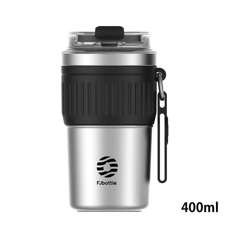 FEIJIAN Stainless Steel Coffee Cup Coffee Mug Thermos Cup Portable Travel Mug With Lifting Rope Leak-Proof Non-Slip 500ml/400ml - Bakyat Store