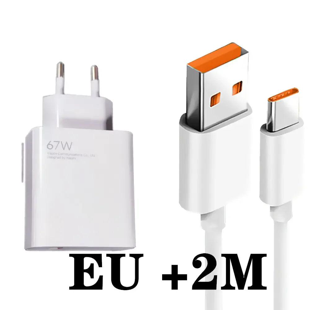 Original Xiaomi 67W Charger Turbo Fast Charge EU Adapter Usb Type C Cable For Redmi Note 13 Pro Mi 13 Lite K60 K60E K50 CIVI 3 2 - Bakyat Store