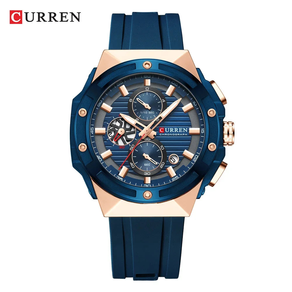 CURREN Brand New Design Men's Watches Silicone Band Military Quartz Wristwatches Fashion Waterproof Clock Relogio Masculino - Bakyat Store