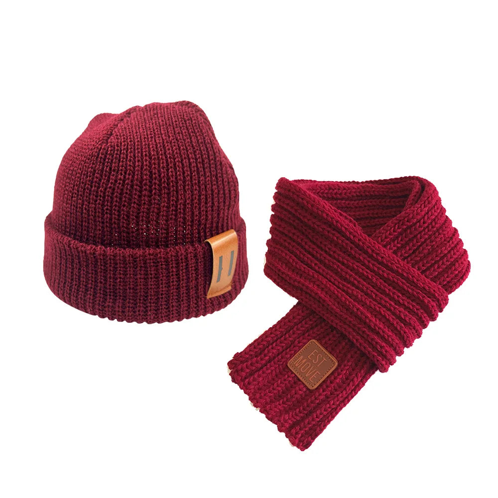 Knitted Baby Hat Scarf Set Winter Kids Beanie - Bakyat Store