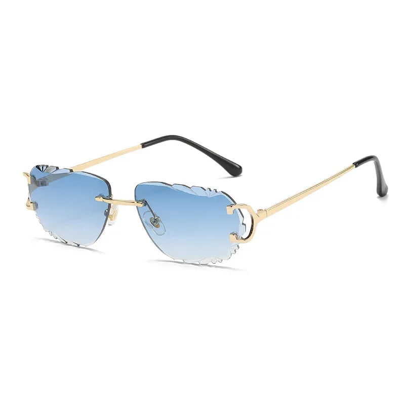 Rimless Sun Glasses Fashion Shades Irregular Cutting Lens - Bakyat Store