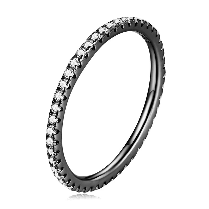 Silver CZ Simulated Diamond Stackable Ring Platinum Plated - Bakyat Store