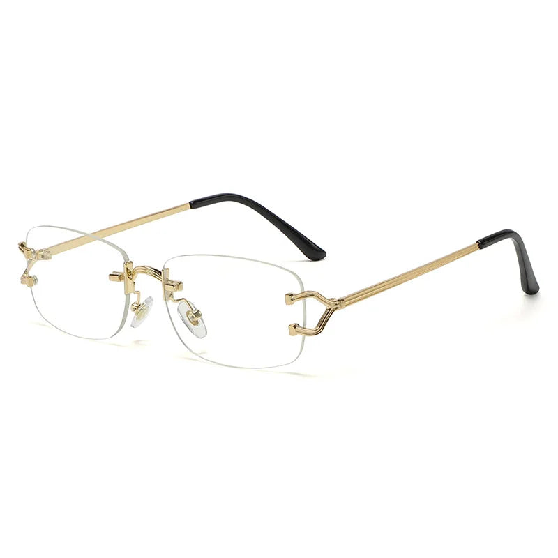 Small Narrow Rimless Sunglasses Fashion Frameless Rectangle Tinted Lens Eyewear - Bakyat Store