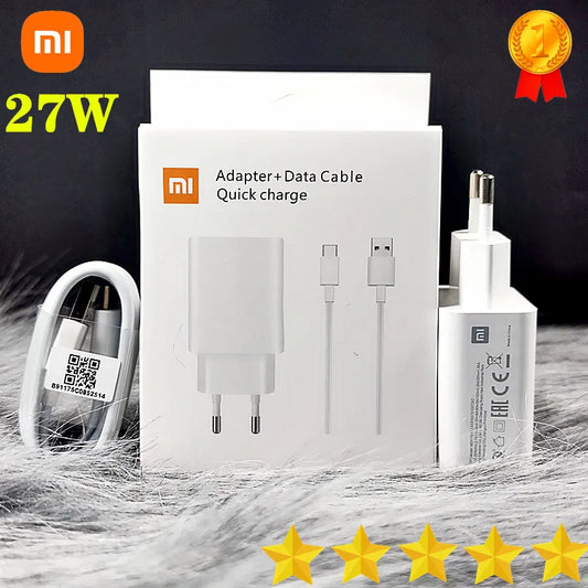 Original Xiaomi Charger 27W EU/US Fast Charge Adapter Type C Cable For Mi 9 8 SE 9T pro Redmi Note 7 K20 Pro - Bakyat Store