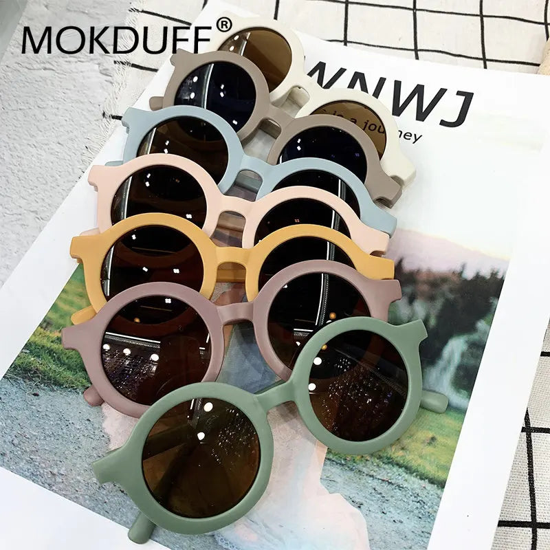 Cute Round Sunglasses for Kids Flexible Rubber Frame - Bakyat Store