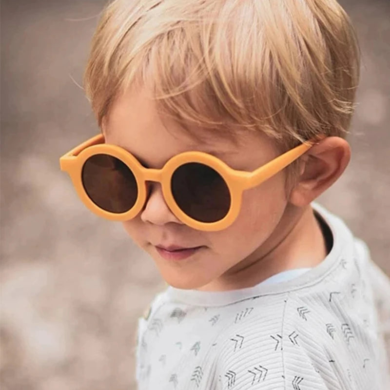 Cute Round Sunglasses for Kids Flexible Rubber Frame - Bakyat Store