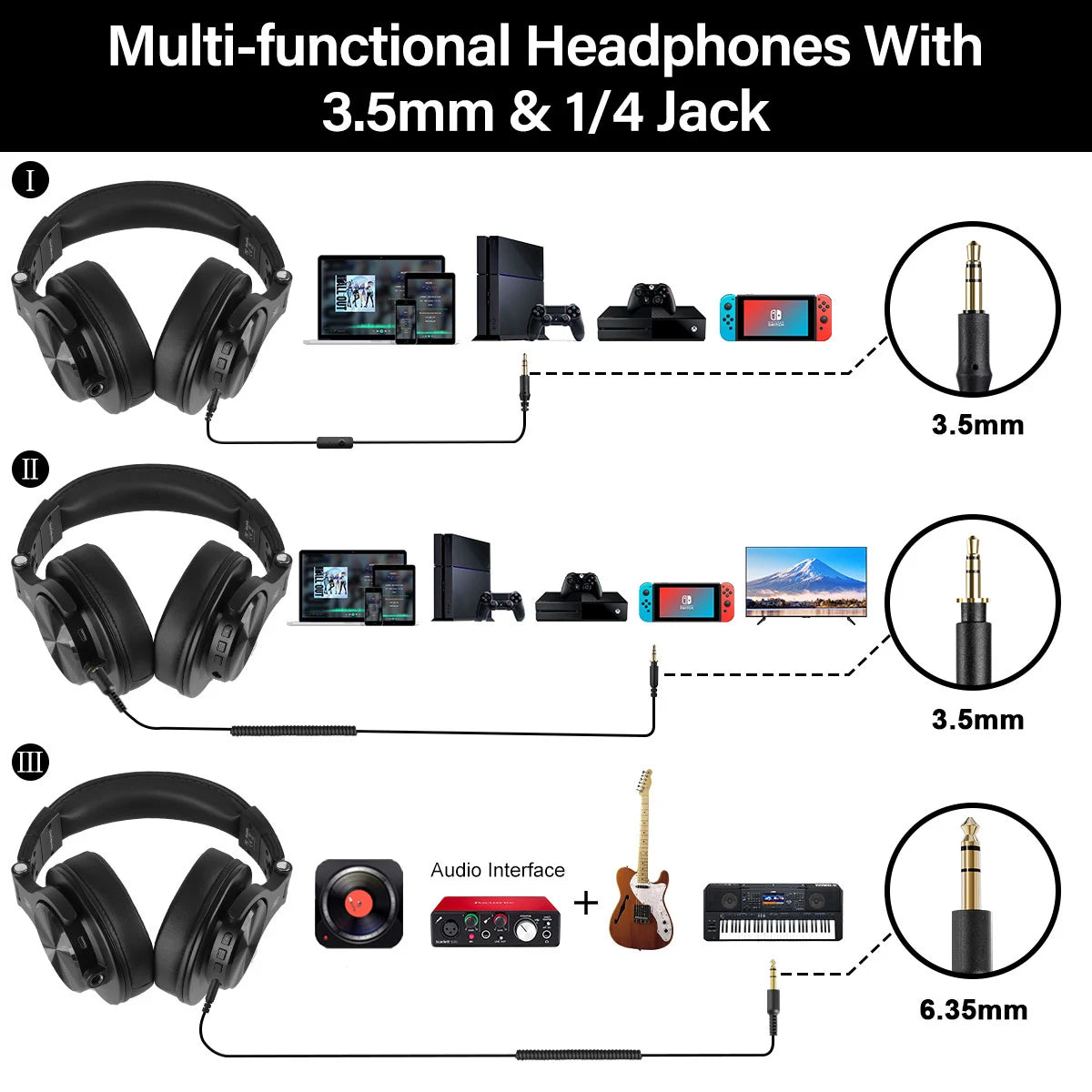 Oneodio A70 Fusion Wired + Wireless Bluetooth 5.2 Headphones For Phone With Mic Over Ear Studio DJ Headphone Recording Headset - Bakyat Store