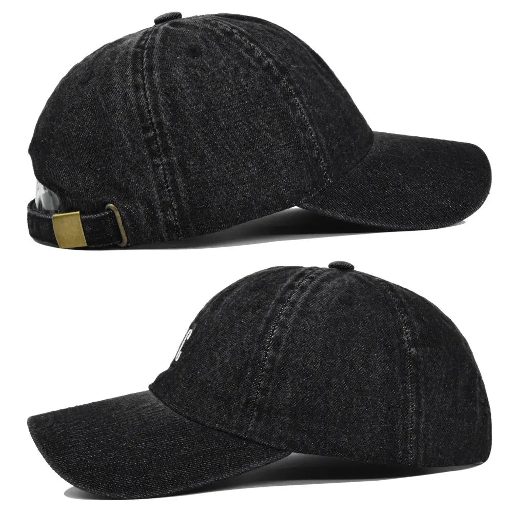 Denim Baseball Cap Vintage Letter Embroidery Hat - Bakyat Store