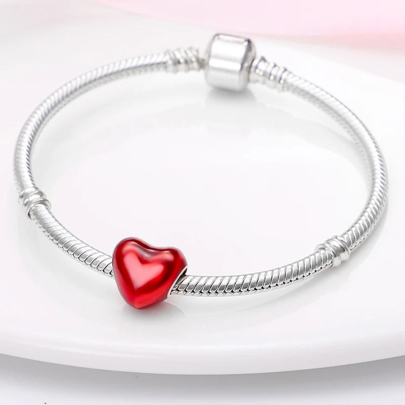 Silver bracelets Charms Beads Red Color Shapes - Bakyat Store